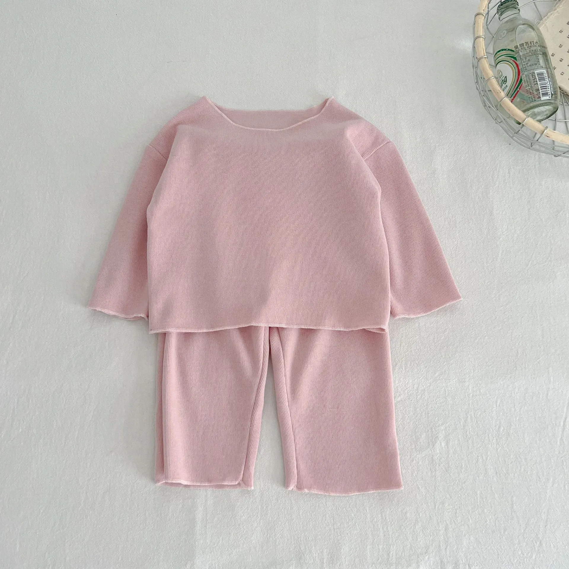 2 Pieces Set Baby Kid Girls Solid Color Tops And Pants Wholesale 23113084