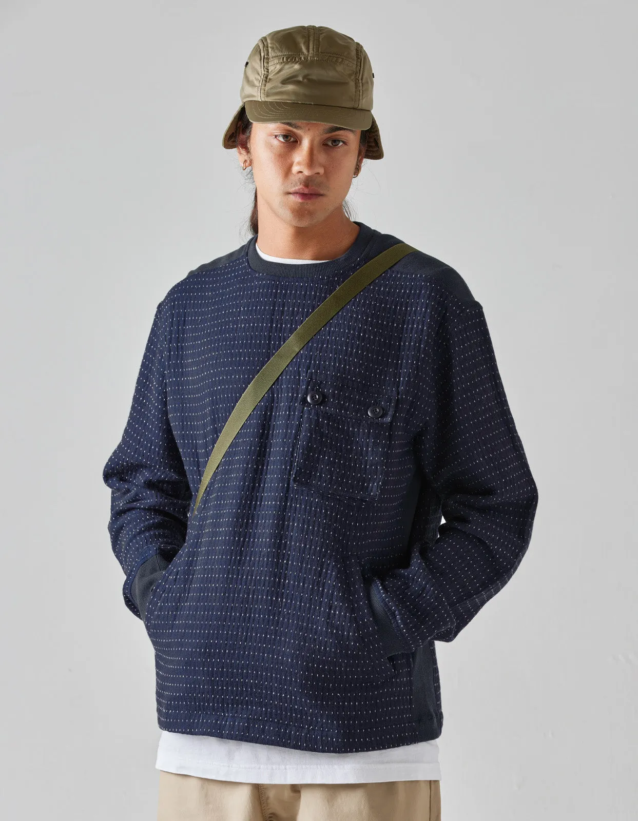 5113 Noragi Woven Cargo Crew Top Indigo