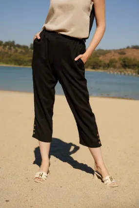 AAPT15 - Crop Linen Pant with Button Details