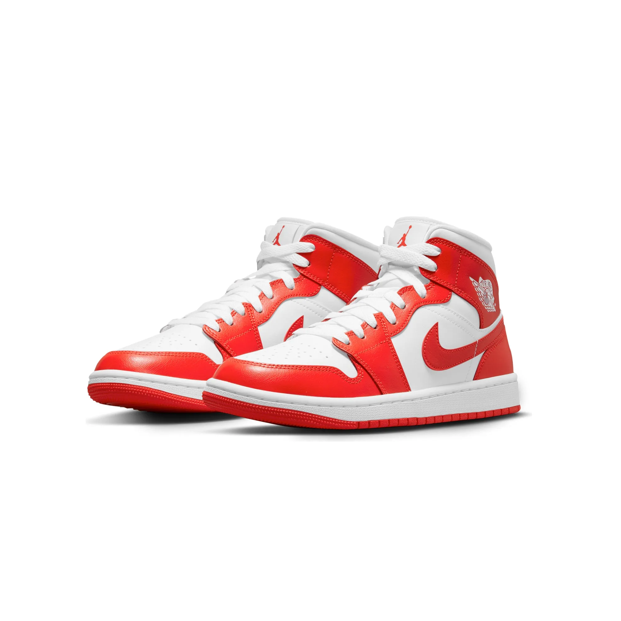 Air Jordan Womens 1 Mid Shoes 'White/Habanero Red'