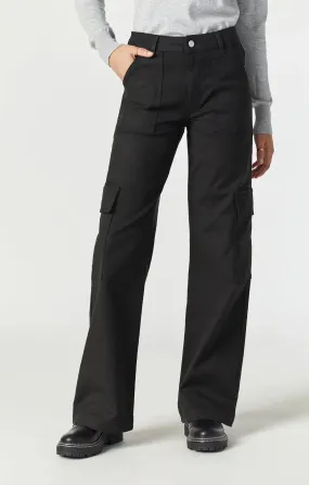 Alva Straight Leg Cargo Pant | Black Luxe Twill