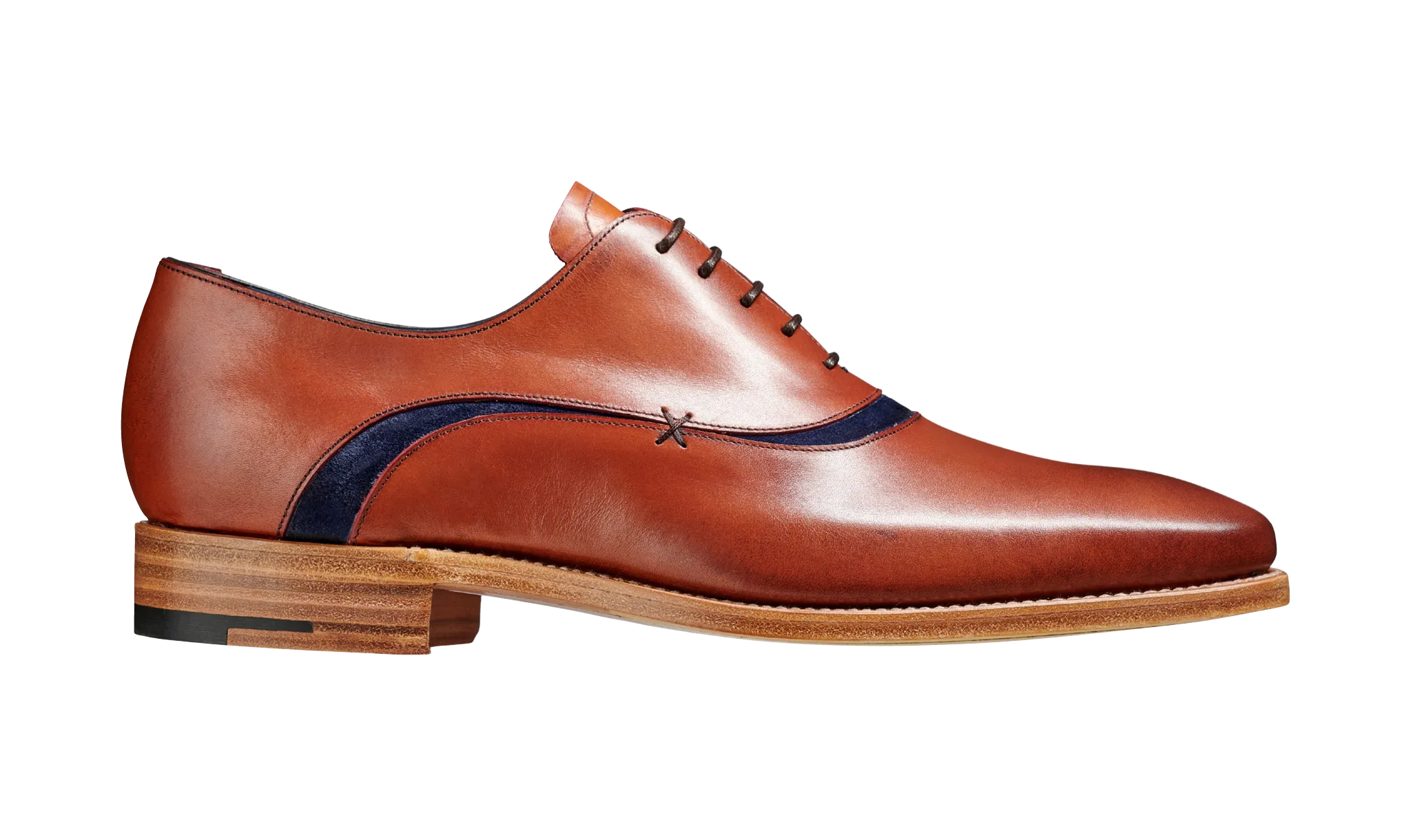 Barker Emerson Oxford Shoe - Antique Rosewood Calf/Navy Suede