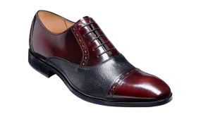 Barker Ramsgate Toe-Cap Oxford Shoe - Burgundy High-Shine/Black