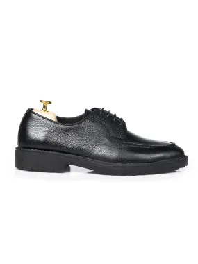 Blucher Lace Up - Black Pebble Grain Leather (Combat Sole)