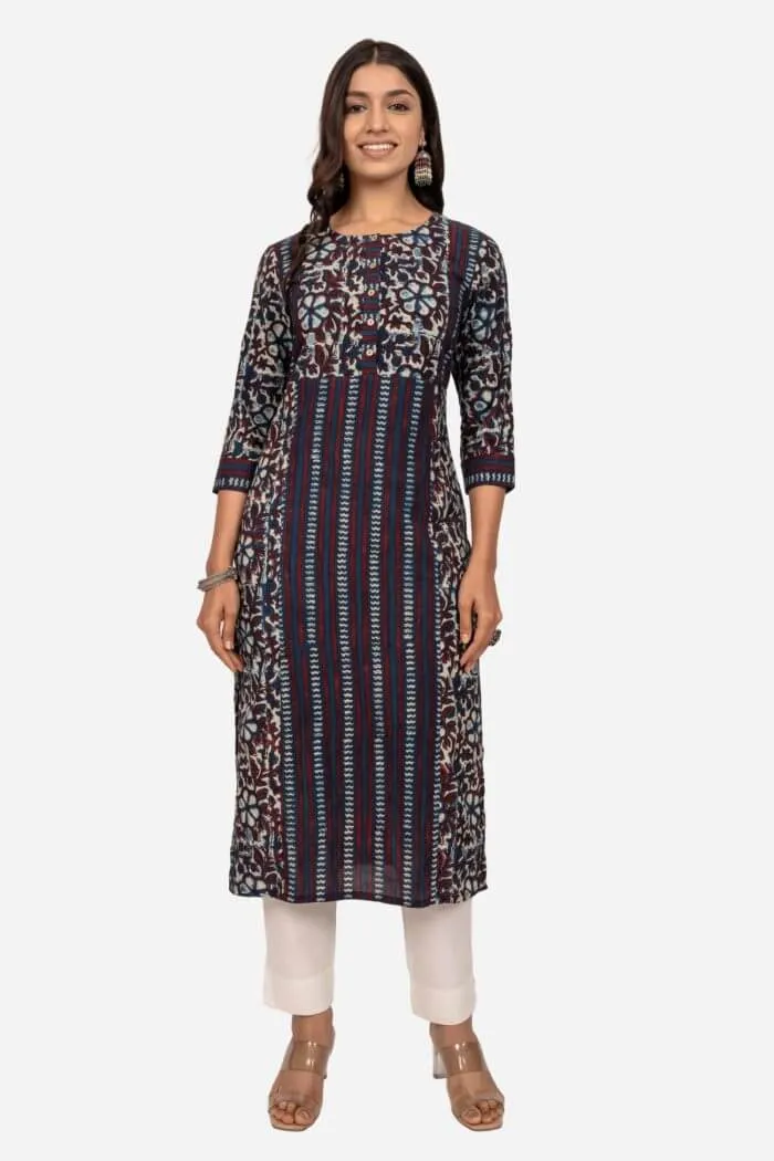 Blue Ajrakh Kurta