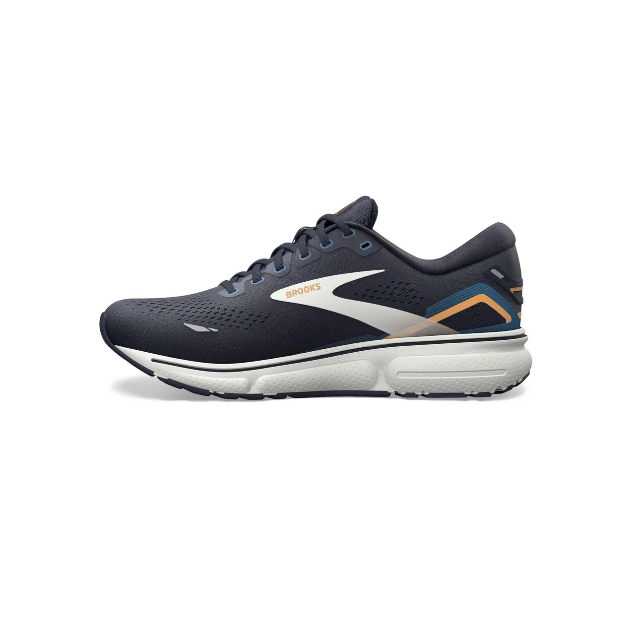 Brooks Ghost 15 Wide (Mens) - Peacoat/Blue/Orange Pop