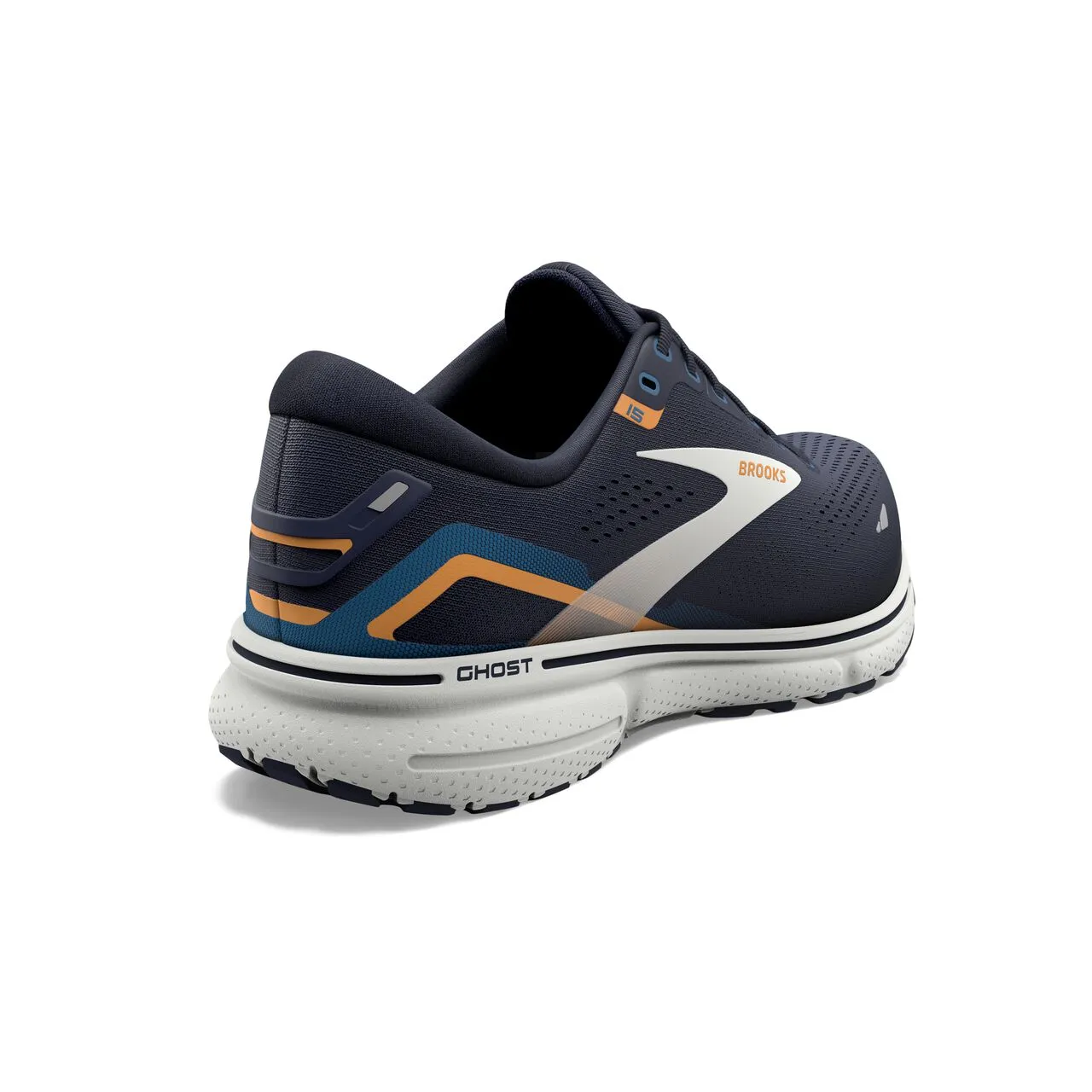 Brooks Ghost 15 Wide (Mens) - Peacoat/Blue/Orange Pop