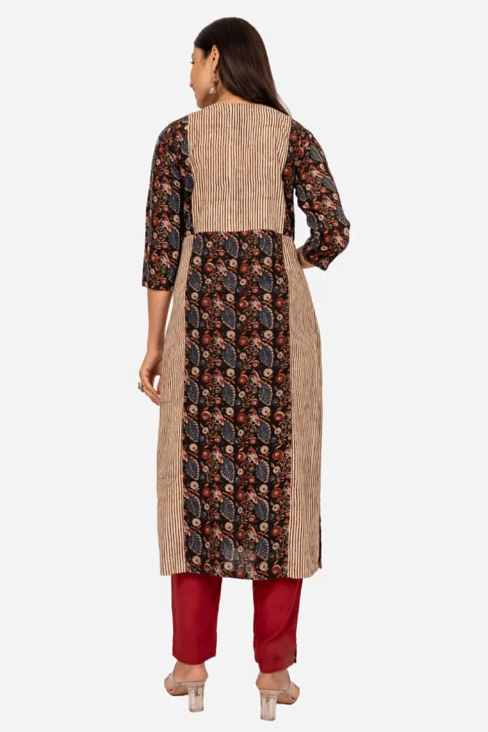 Brown & Beige Kalamkari Kurta