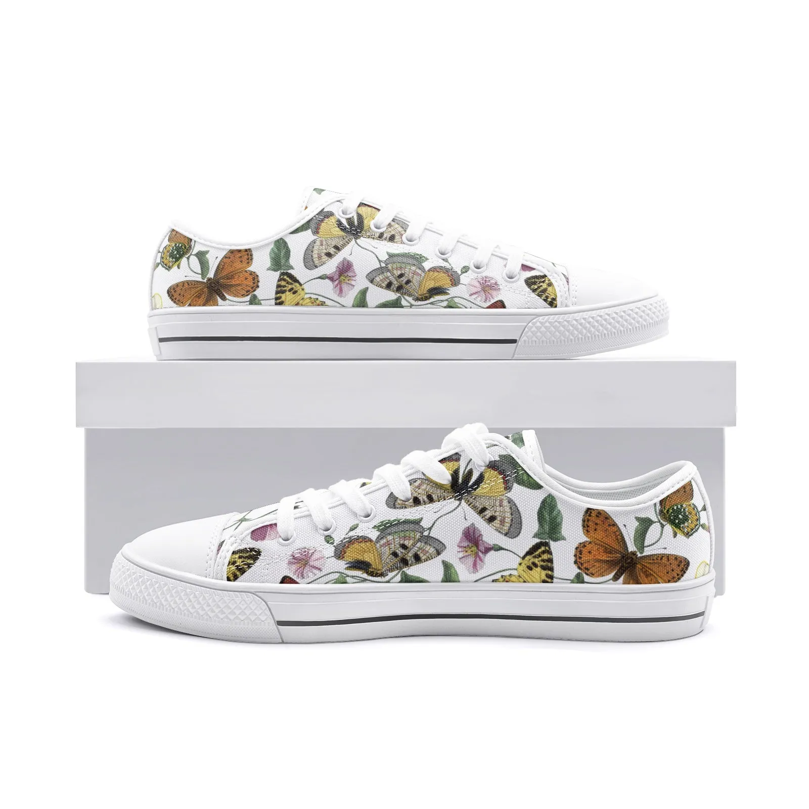 Butterfly Print Unisex Low Top Canvas Shoes