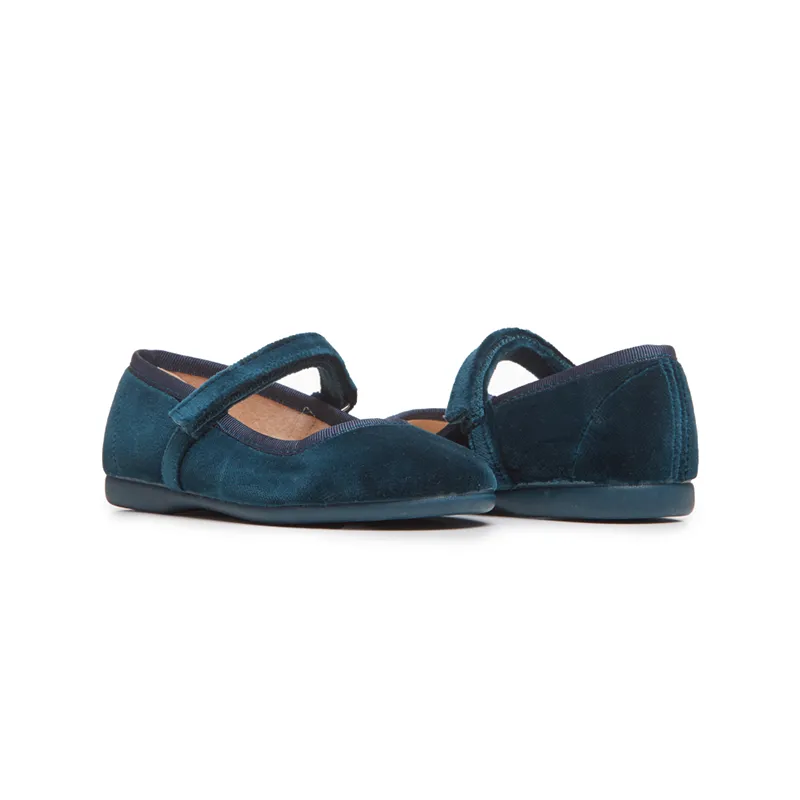 Classic Velvet Mary Janes in Dark Green