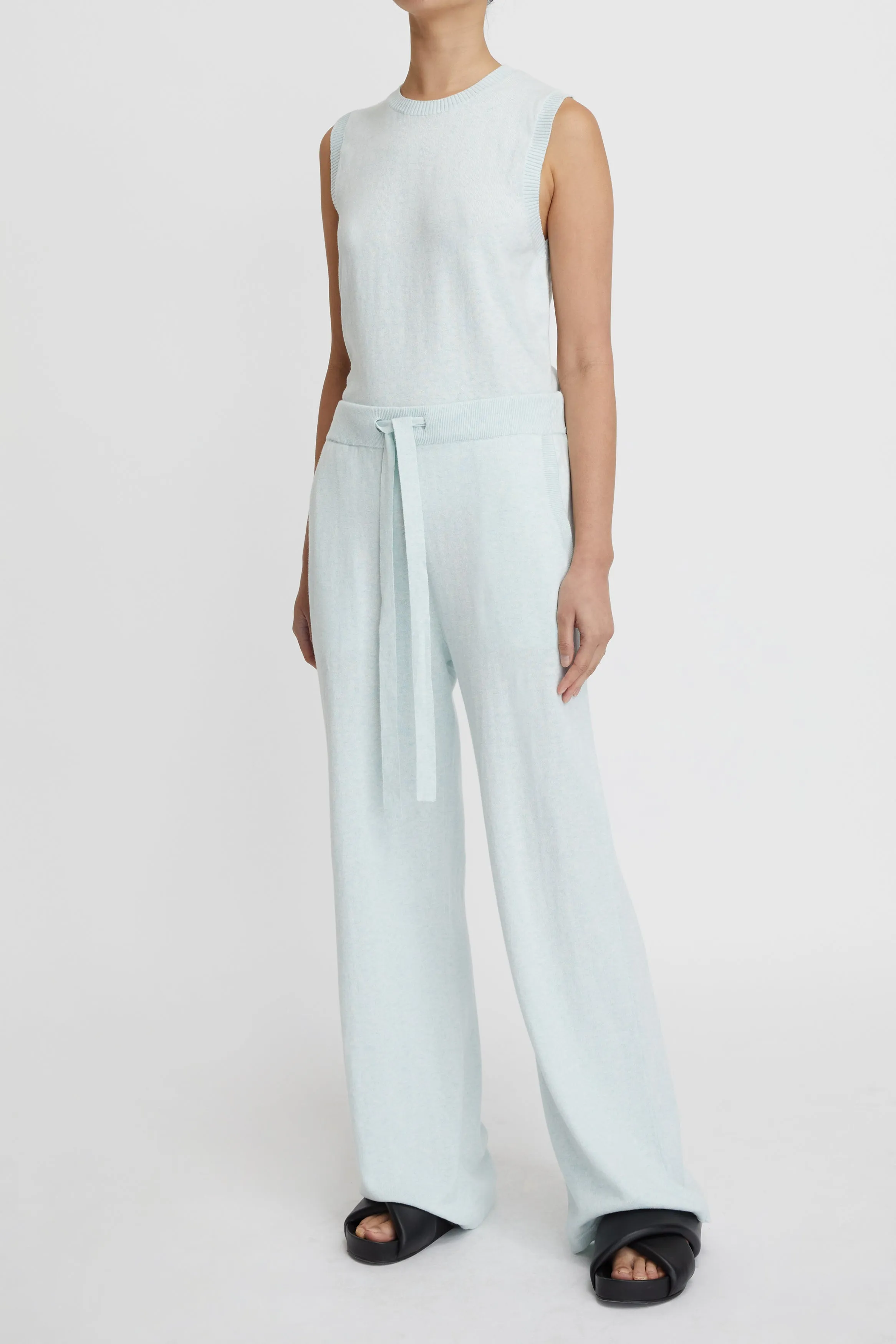 Cotton Cashmere Wide Leg Pant