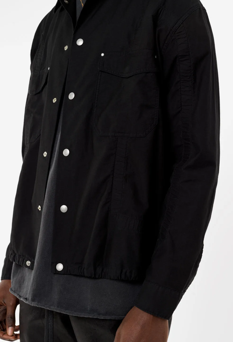 Cotton Poplin Frame Snap Overshirt / Black