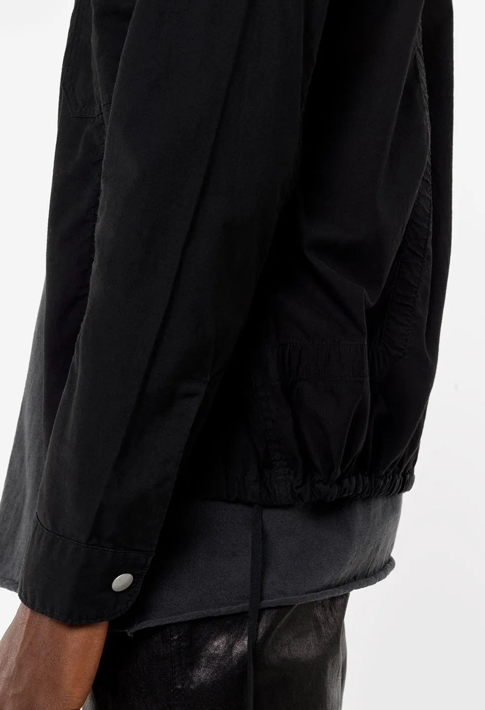 Cotton Poplin Frame Snap Overshirt / Black