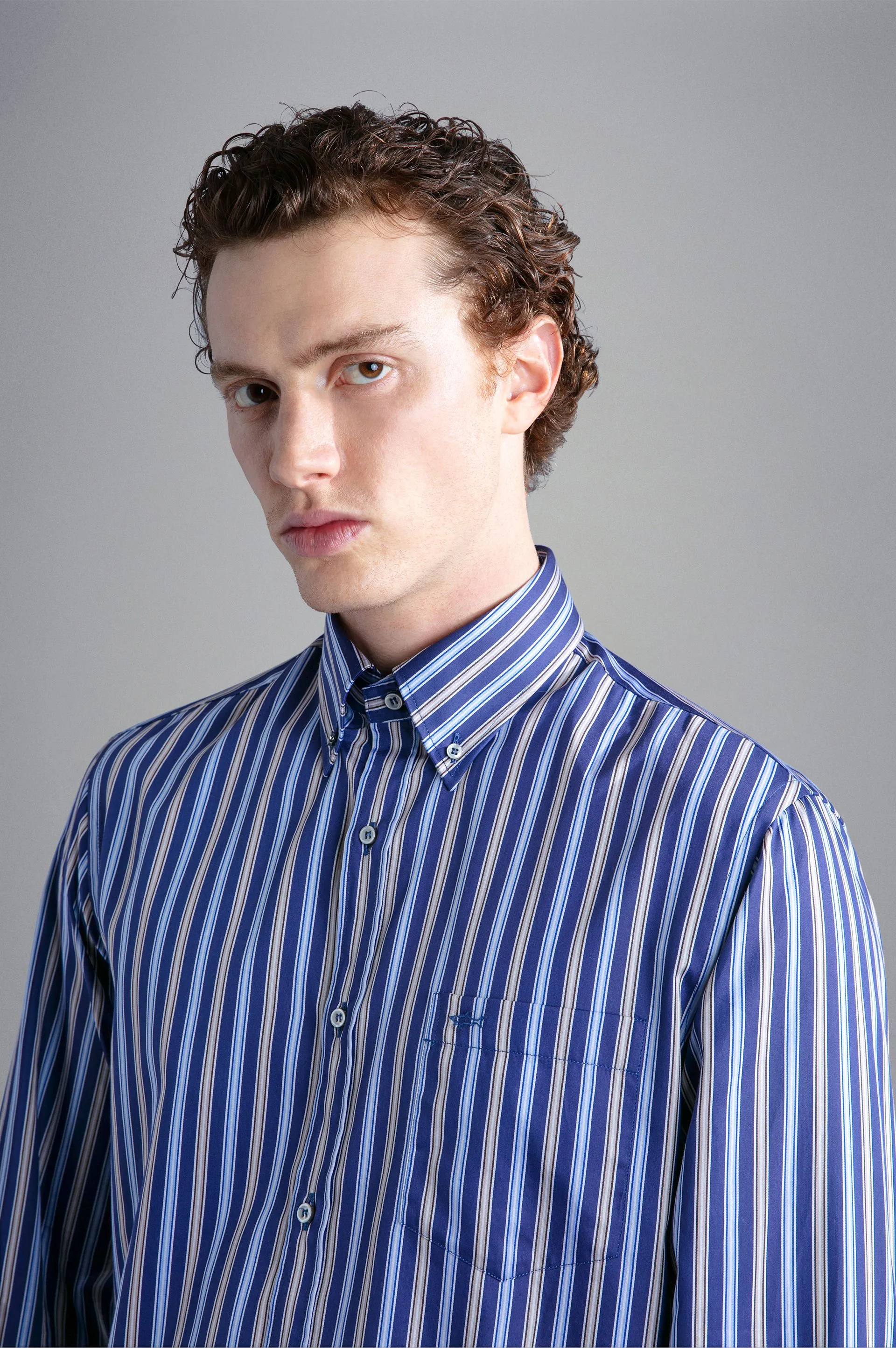 Cotton Satin Blue Shirt 13313054