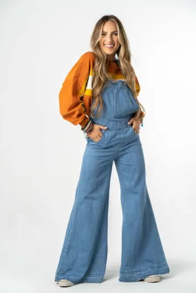 Donna Flared Overalls - Denim