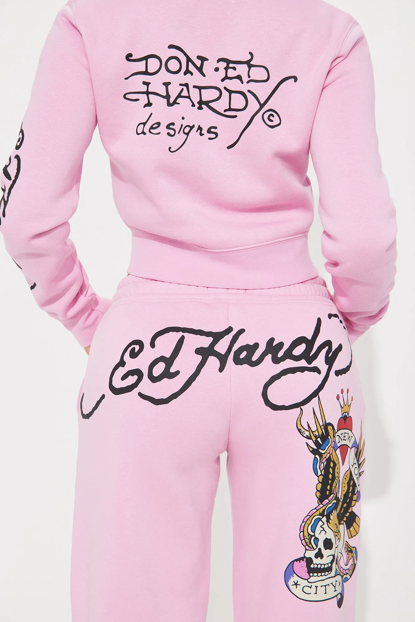 Ed Hardy Flying Skull Pant Set - Pink