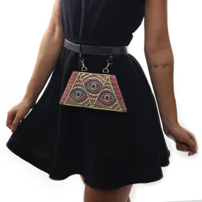 Evil eye hand embroidered waist belt bag for women