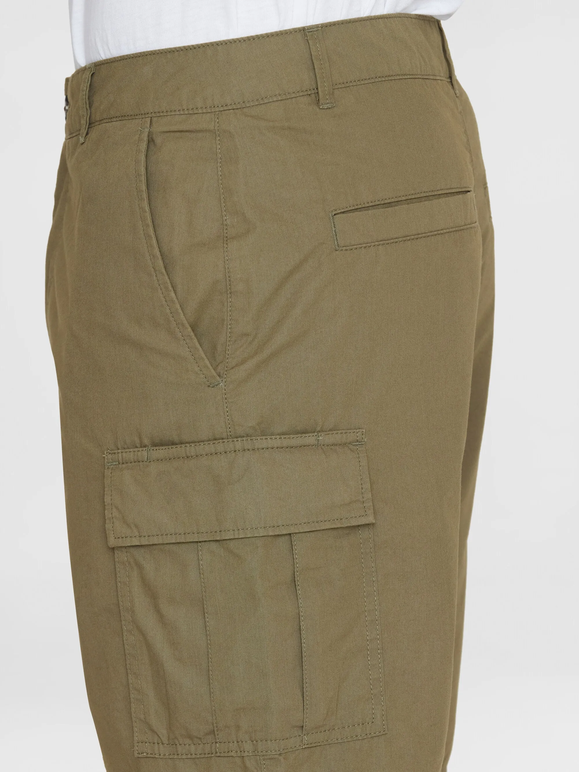 FIG loose cargo poplin shorts - GOTS/Vegan - Burned Olive