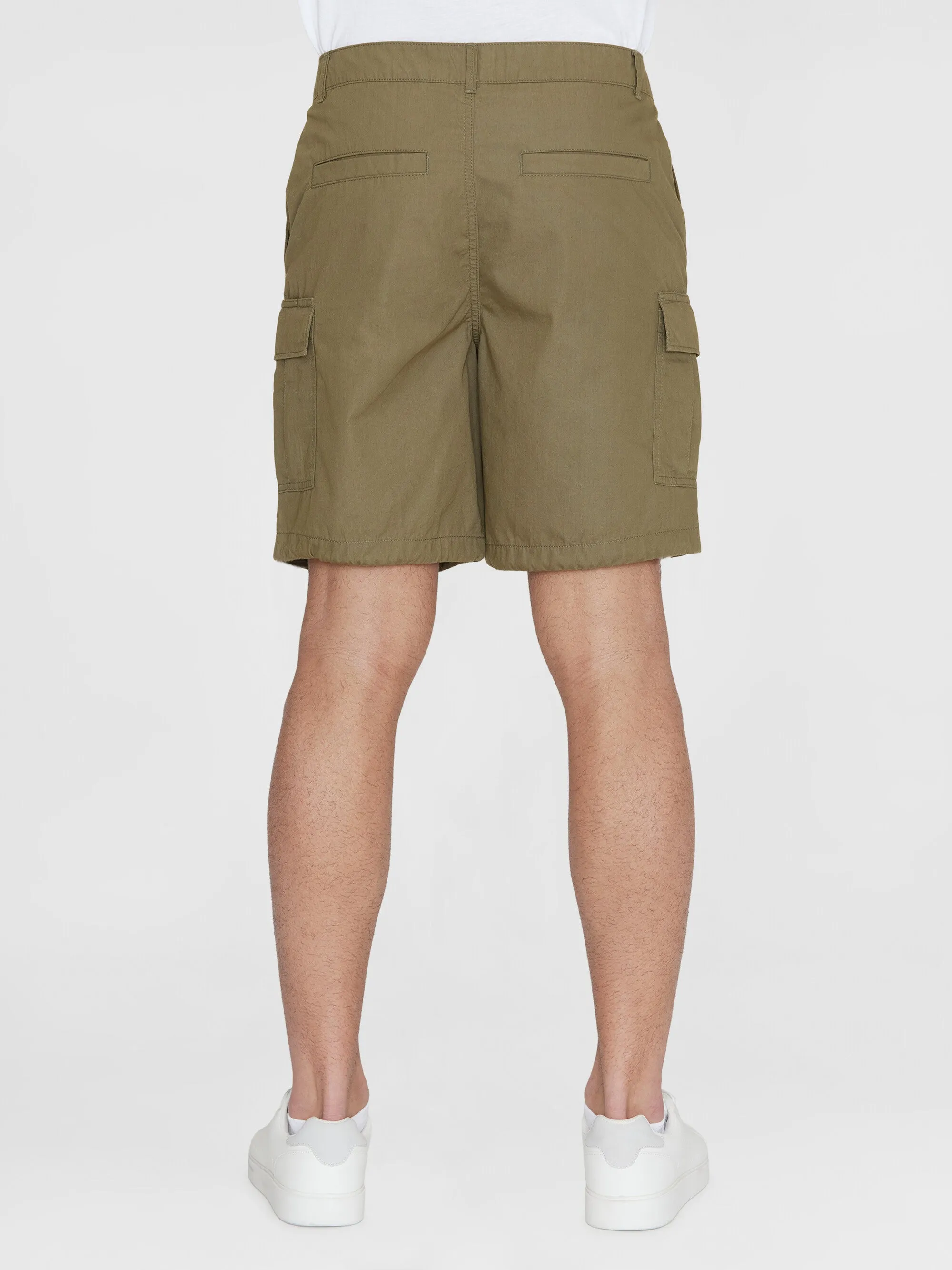 FIG loose cargo poplin shorts - GOTS/Vegan - Burned Olive