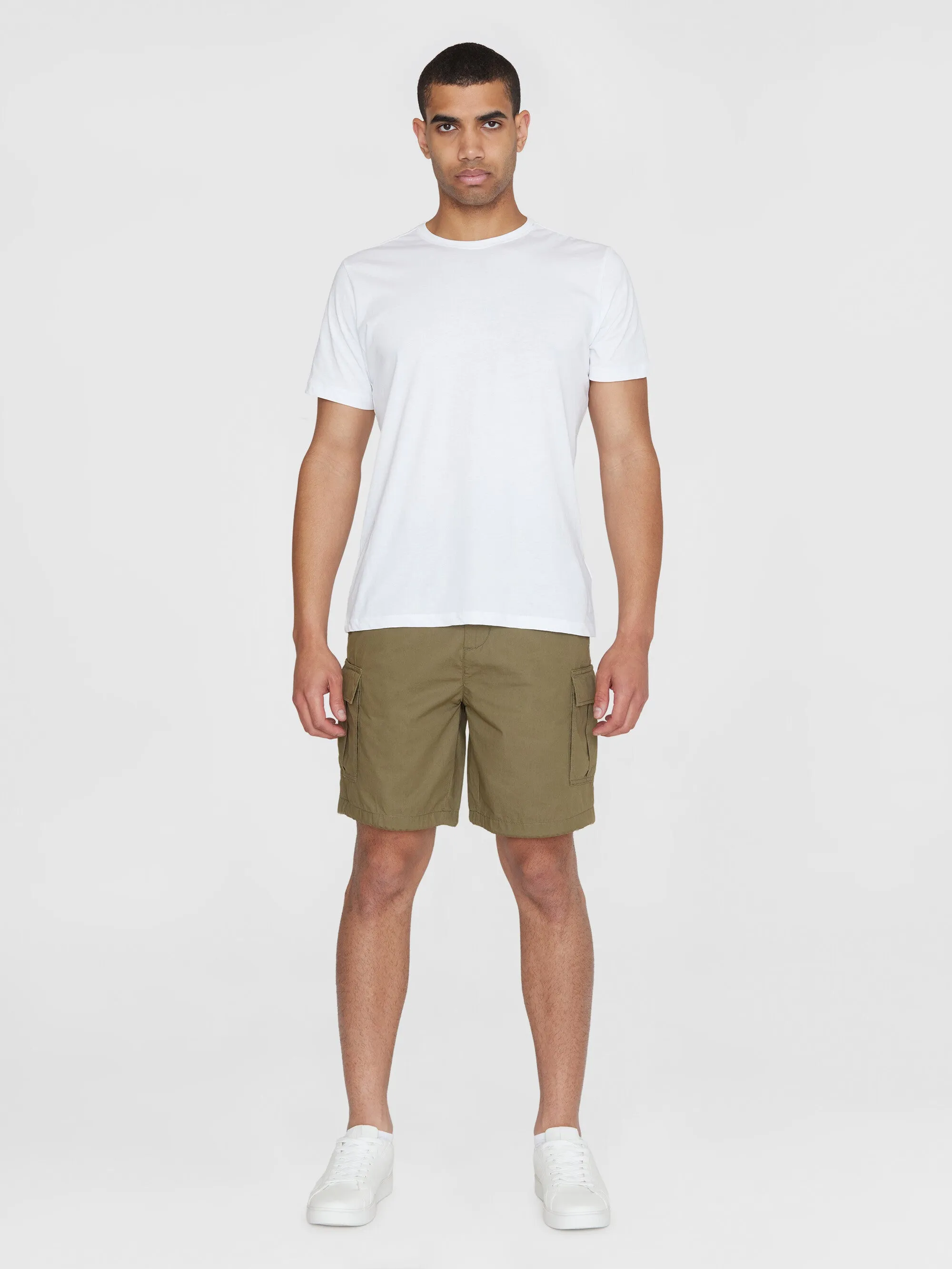 FIG loose cargo poplin shorts - GOTS/Vegan - Burned Olive