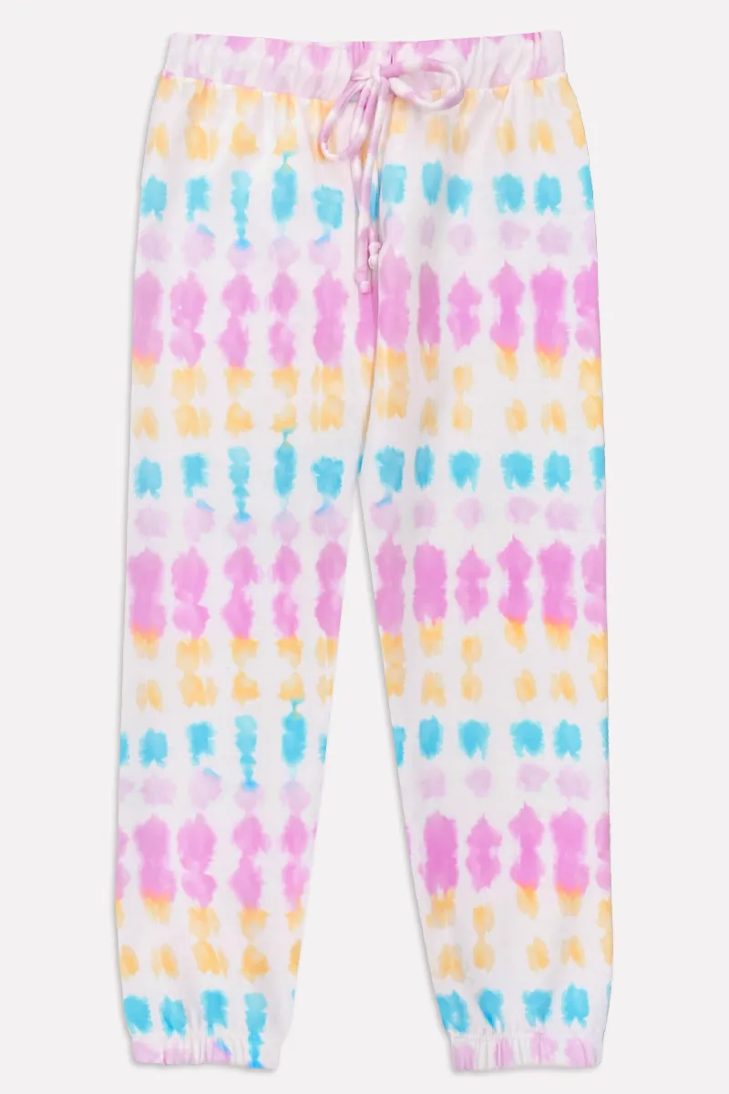 French Terry Cozy Sweatpant - Blush Aqua Sherbet Batik