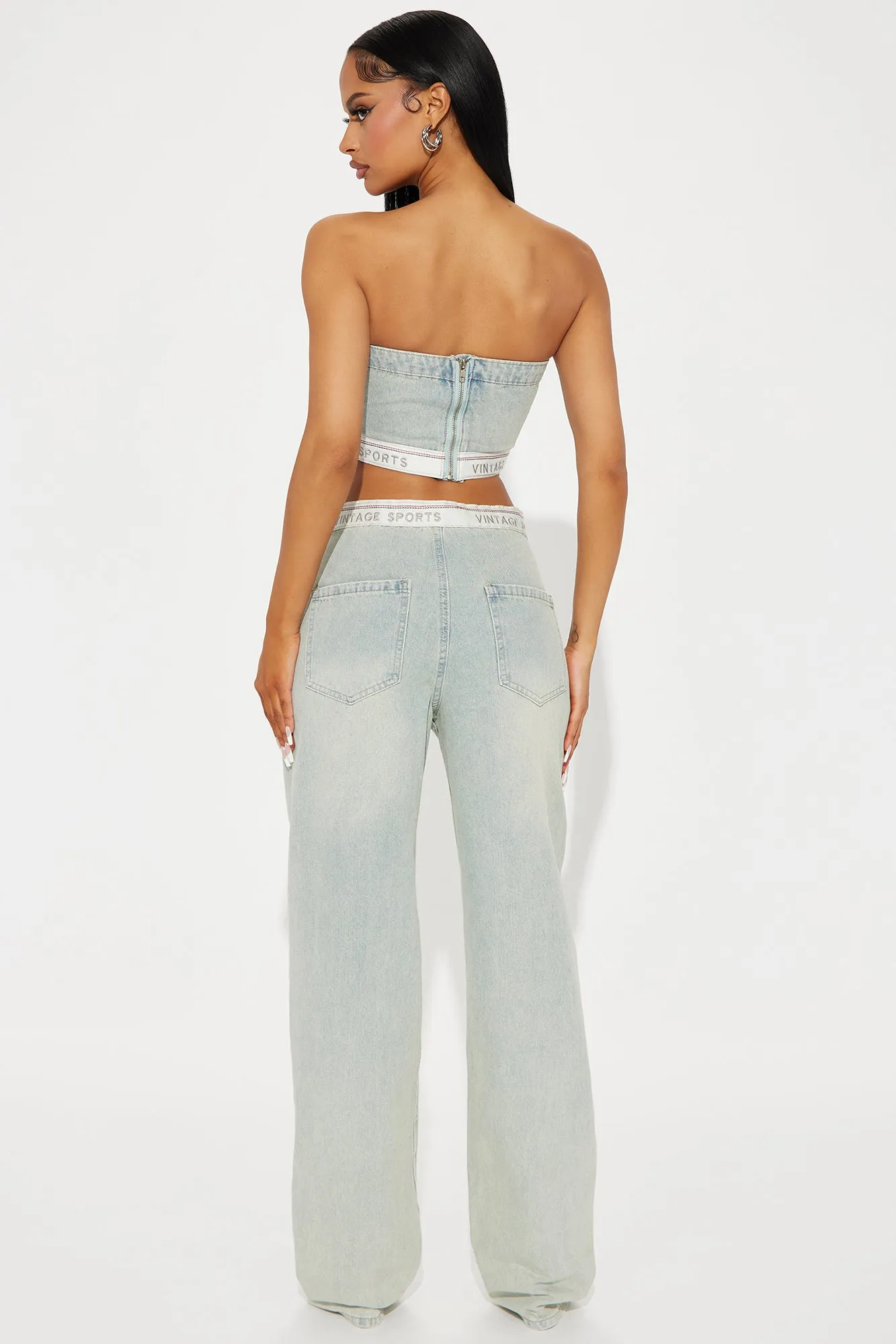 Get Lost Washed Denim Pant Set - Light Wash