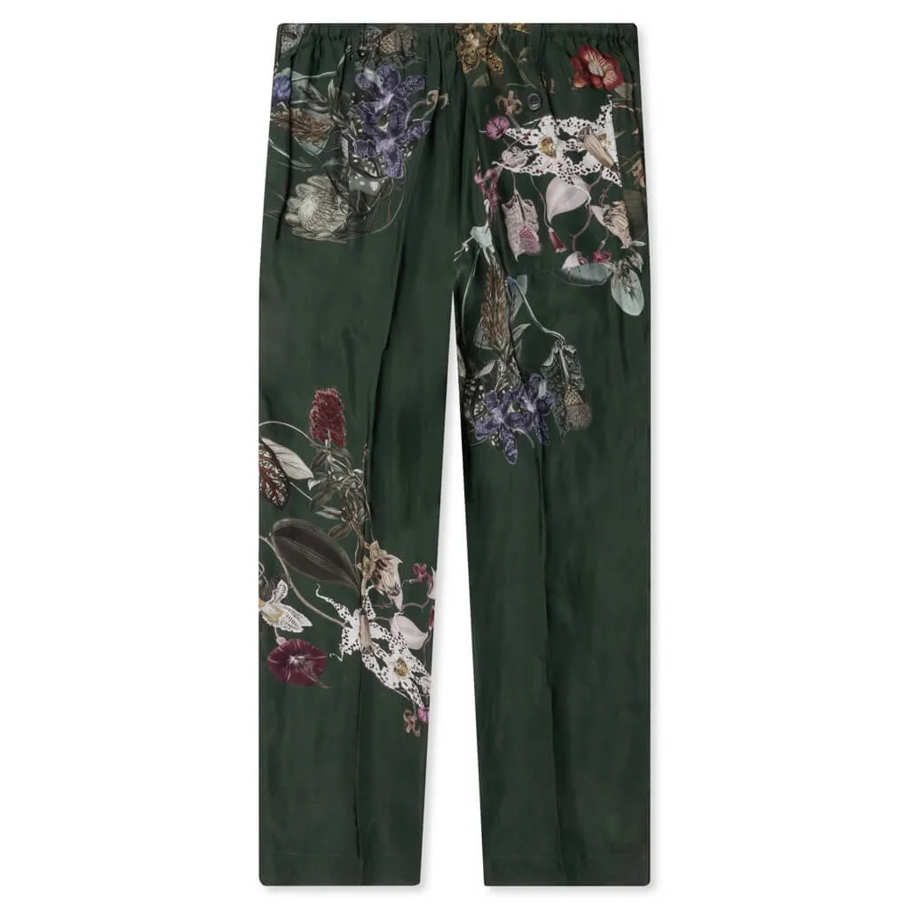 Green Pleat-Front Trousers With Floral Pattern 7092 M.W. - Bot