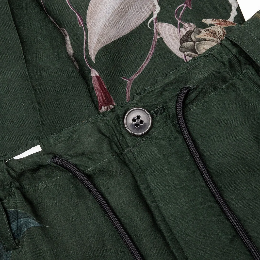 Green Pleat-Front Trousers With Floral Pattern 7092 M.W. - Bot