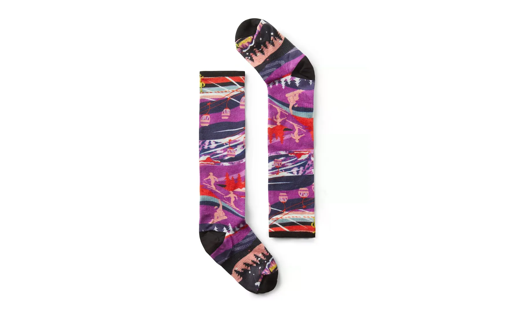 Junior Ski Zero Cushion Skication Print Over The Calf Socks - Purple