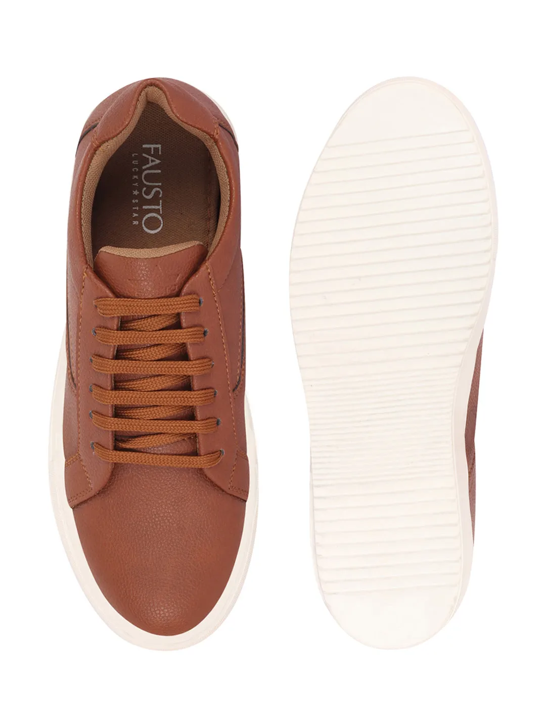 Men Tan Classic Outdoor Lace Up Sneakers