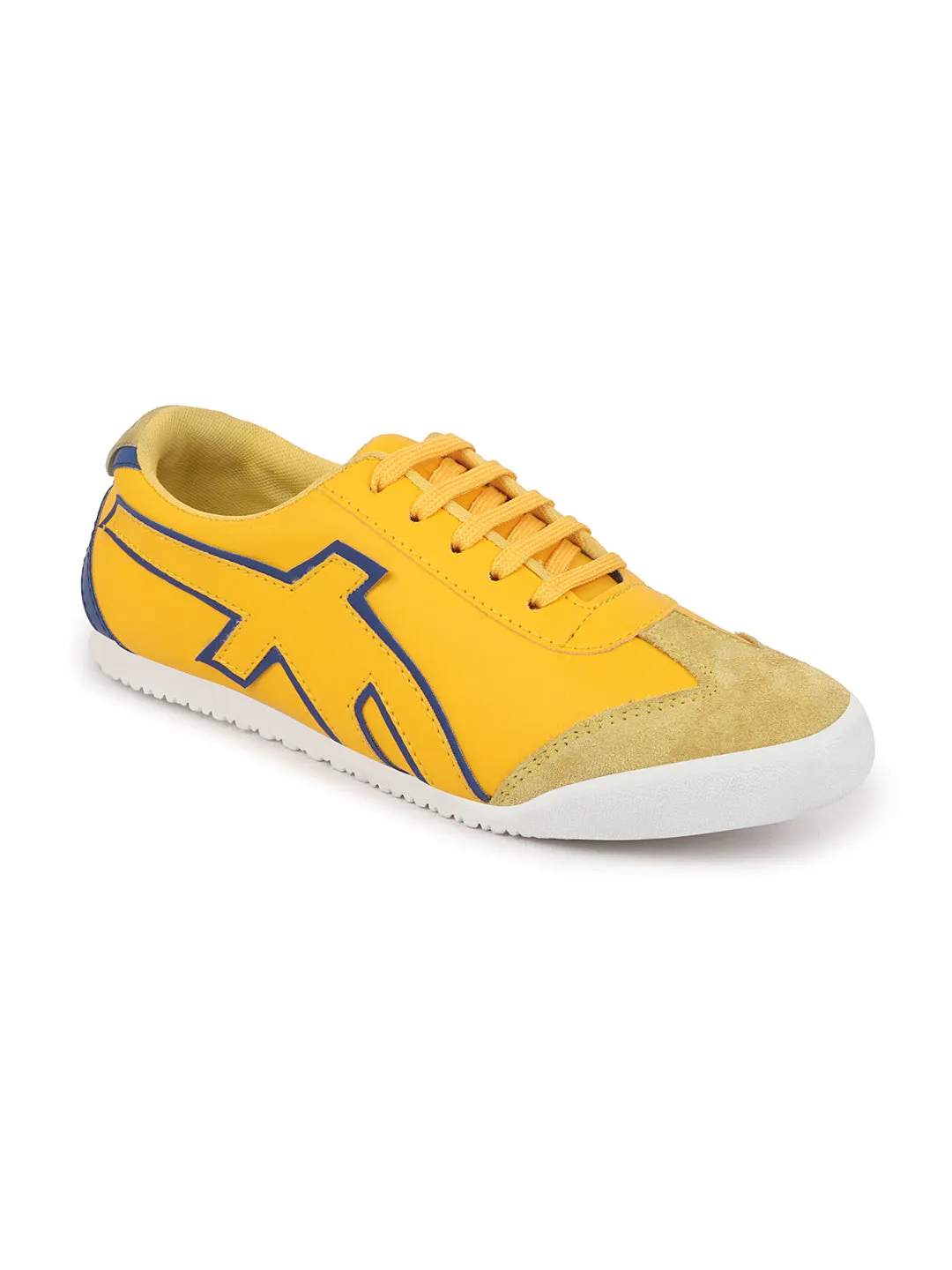 Men Yellow Trendy Lace Up Sneakers