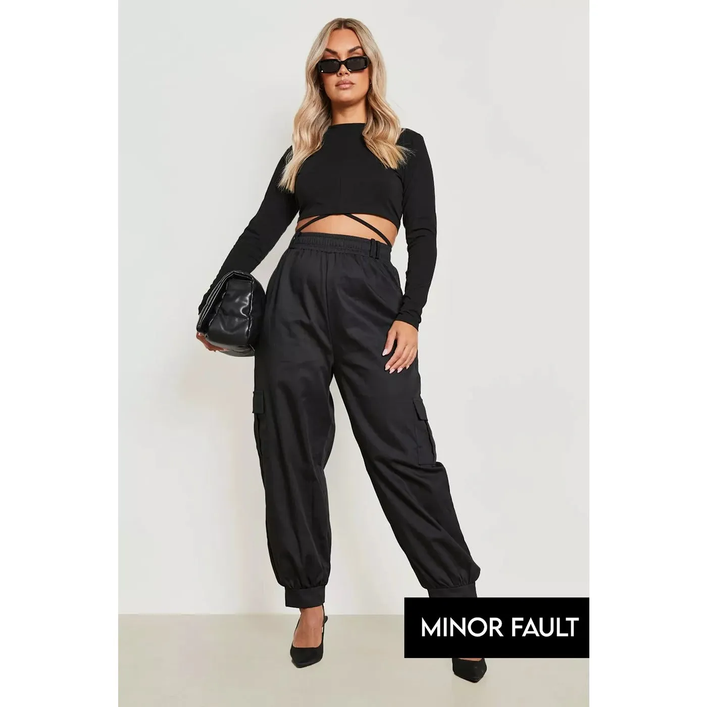 (Minor Fault) Black Balloon Fit Cargo Trousers