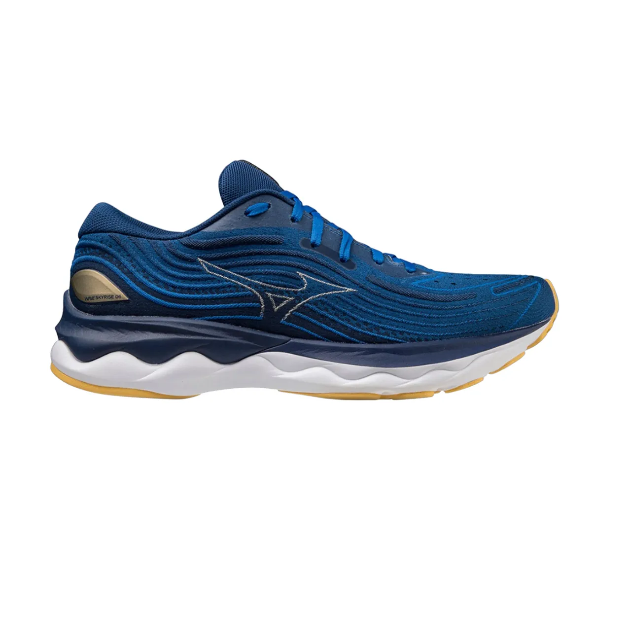 Mizuno men's running shoe Wave Skyrise 4 J1GC230903 french blue-vaporous gray-gold