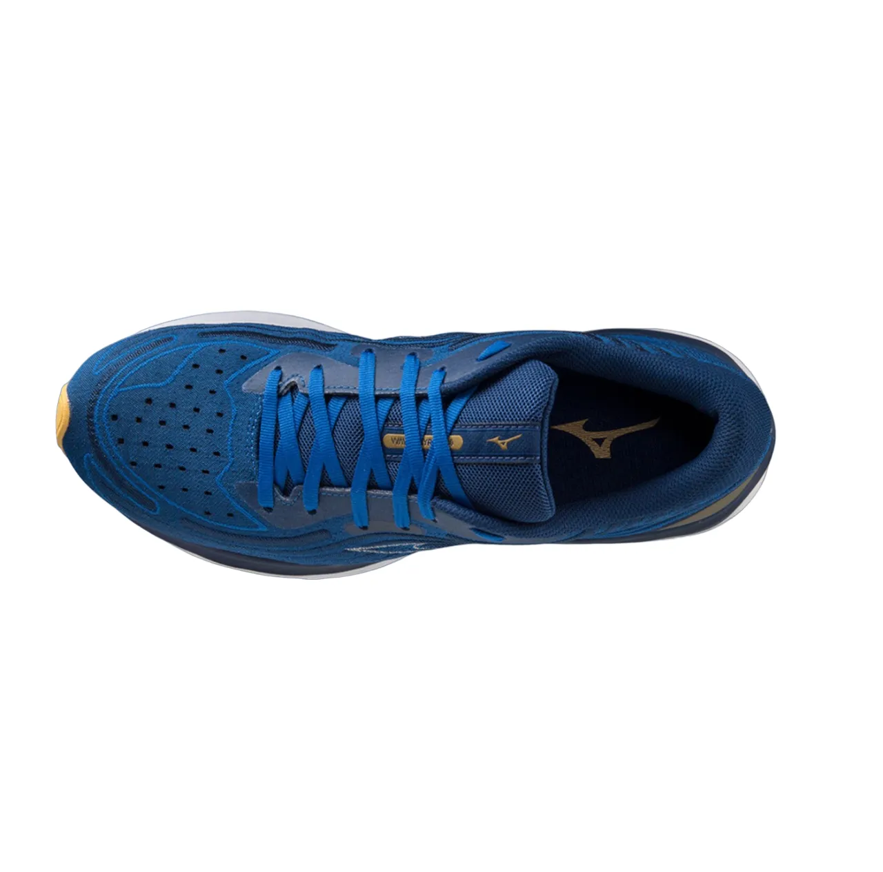 Mizuno men's running shoe Wave Skyrise 4 J1GC230903 french blue-vaporous gray-gold