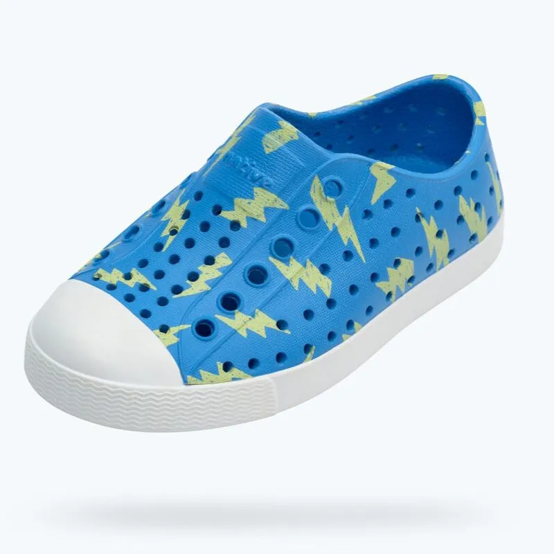 Native Shoes Toddler Jefferson Shoe in Resting Blue/Celery Lightning - Lightweight Sugarlite Material