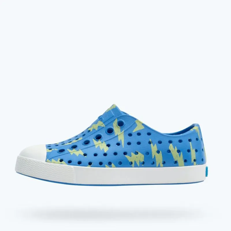 Native Shoes Toddler Jefferson Shoe in Resting Blue/Celery Lightning - Lightweight Sugarlite Material