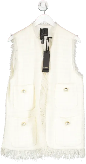 Pinko Cream Tweed Crudo pearl button Gilet BNWT UK 10