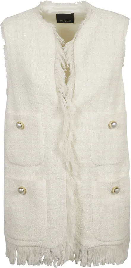 Pinko Cream Tweed Crudo pearl button Gilet BNWT UK 10