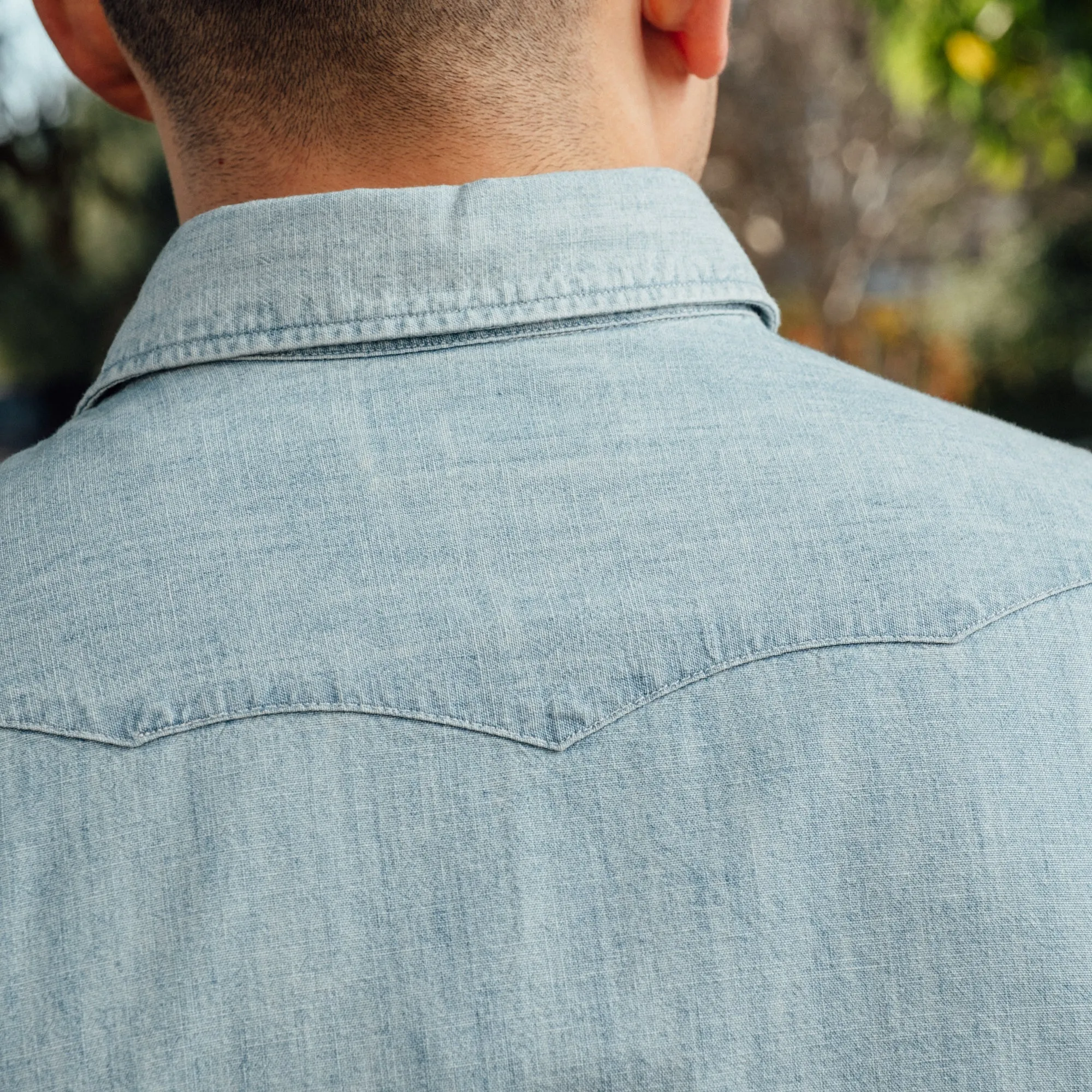 RRL Slim Chambray Western Shirt Davey Wash