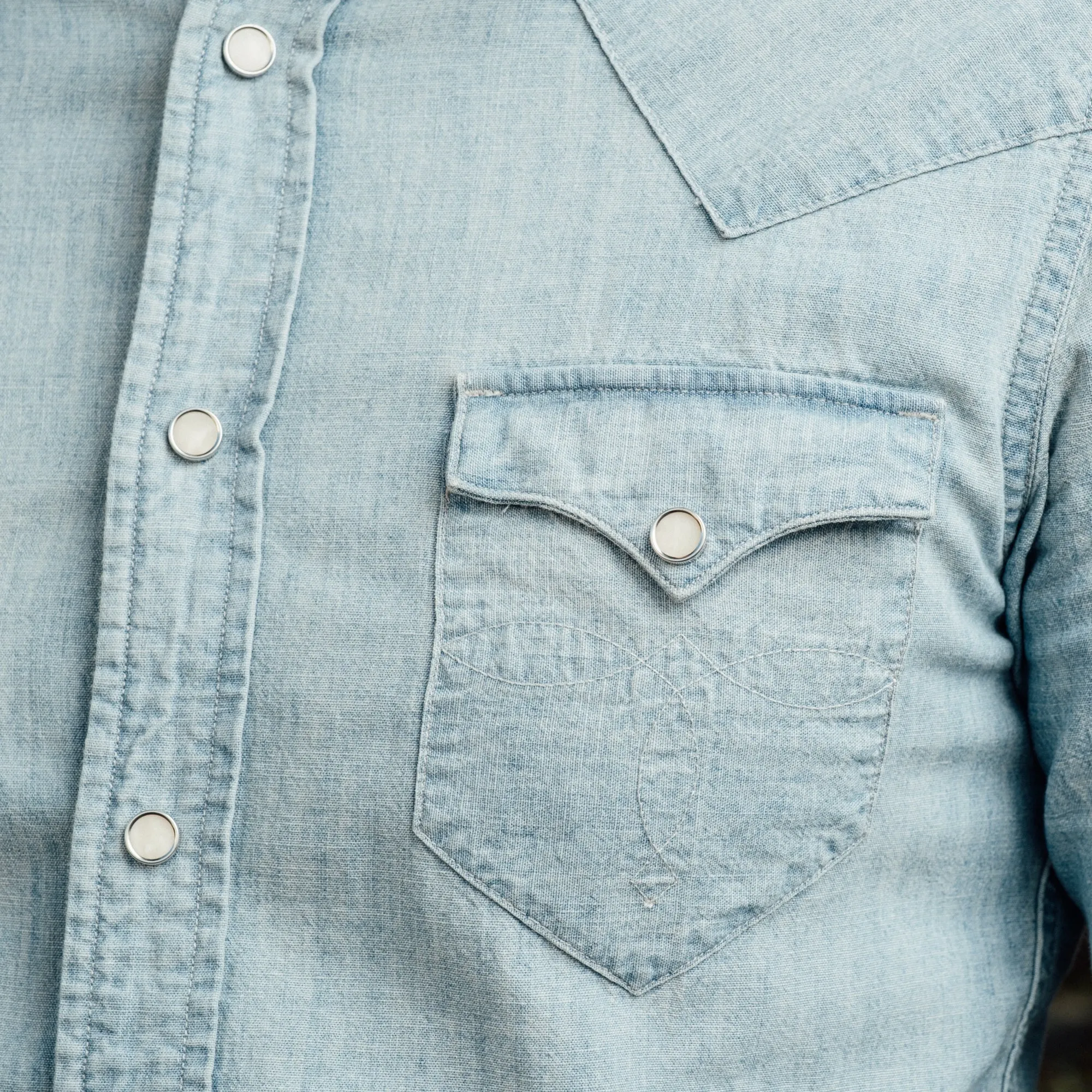 RRL Slim Chambray Western Shirt Davey Wash