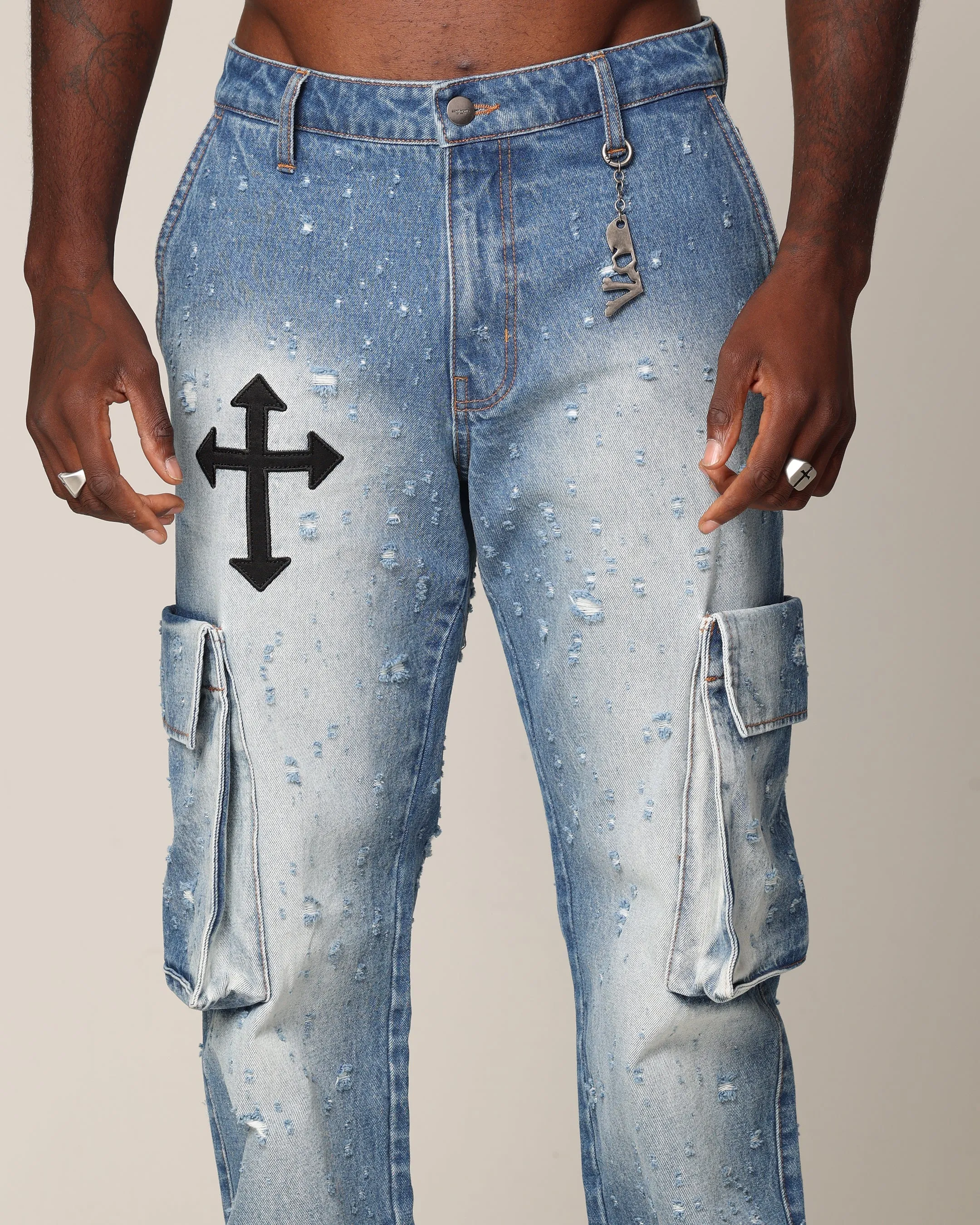 Saint Morta Sorcery Cargo Jeans Washed Blue