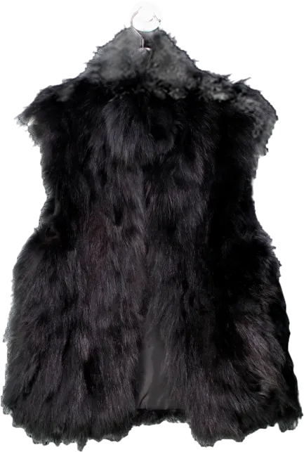 Scoop NYC Black Fox Fur Gilet UK S