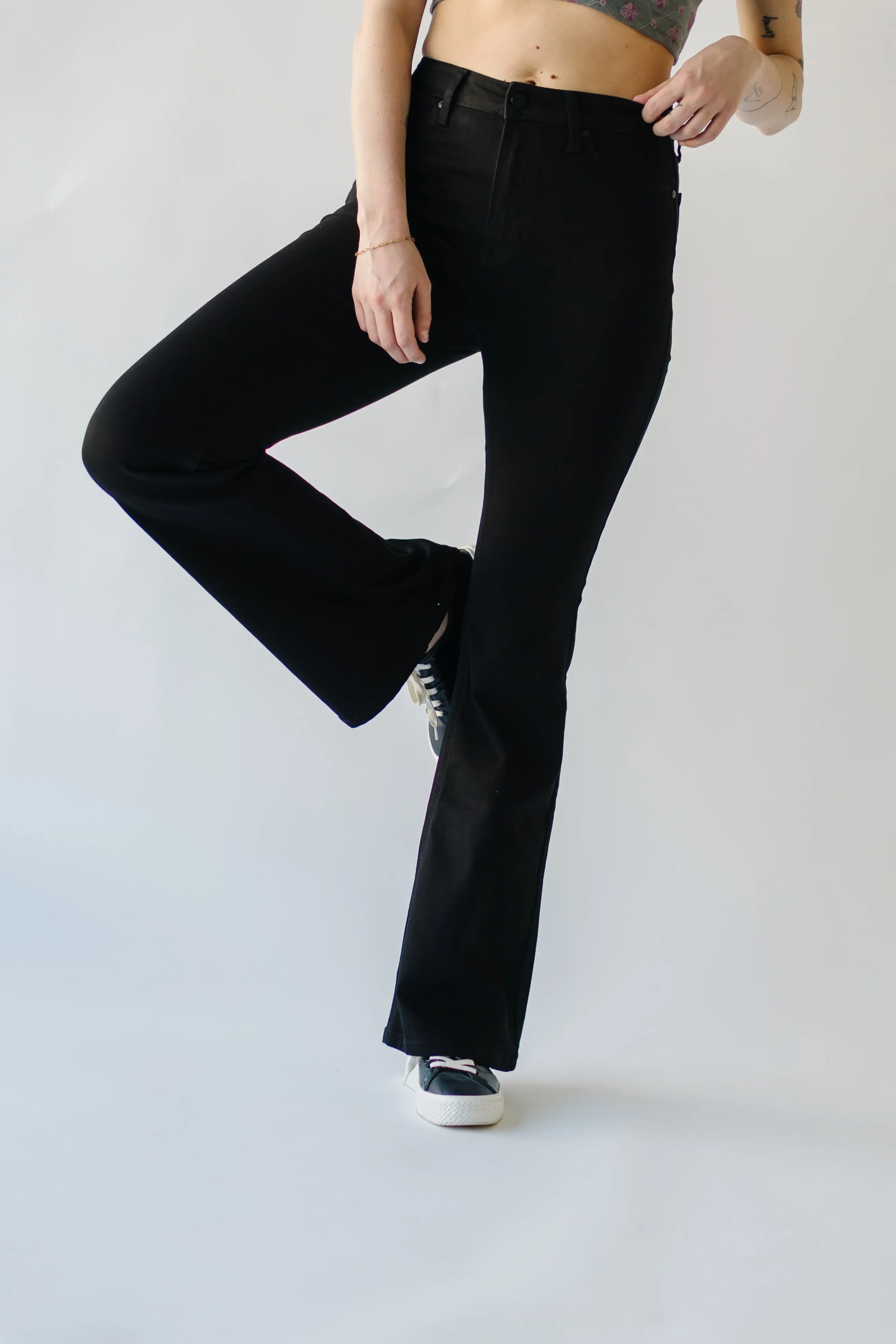 The Sandlin High Rise Flare Jean in Black