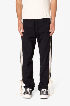 Tied Stripe Track Pants - Black