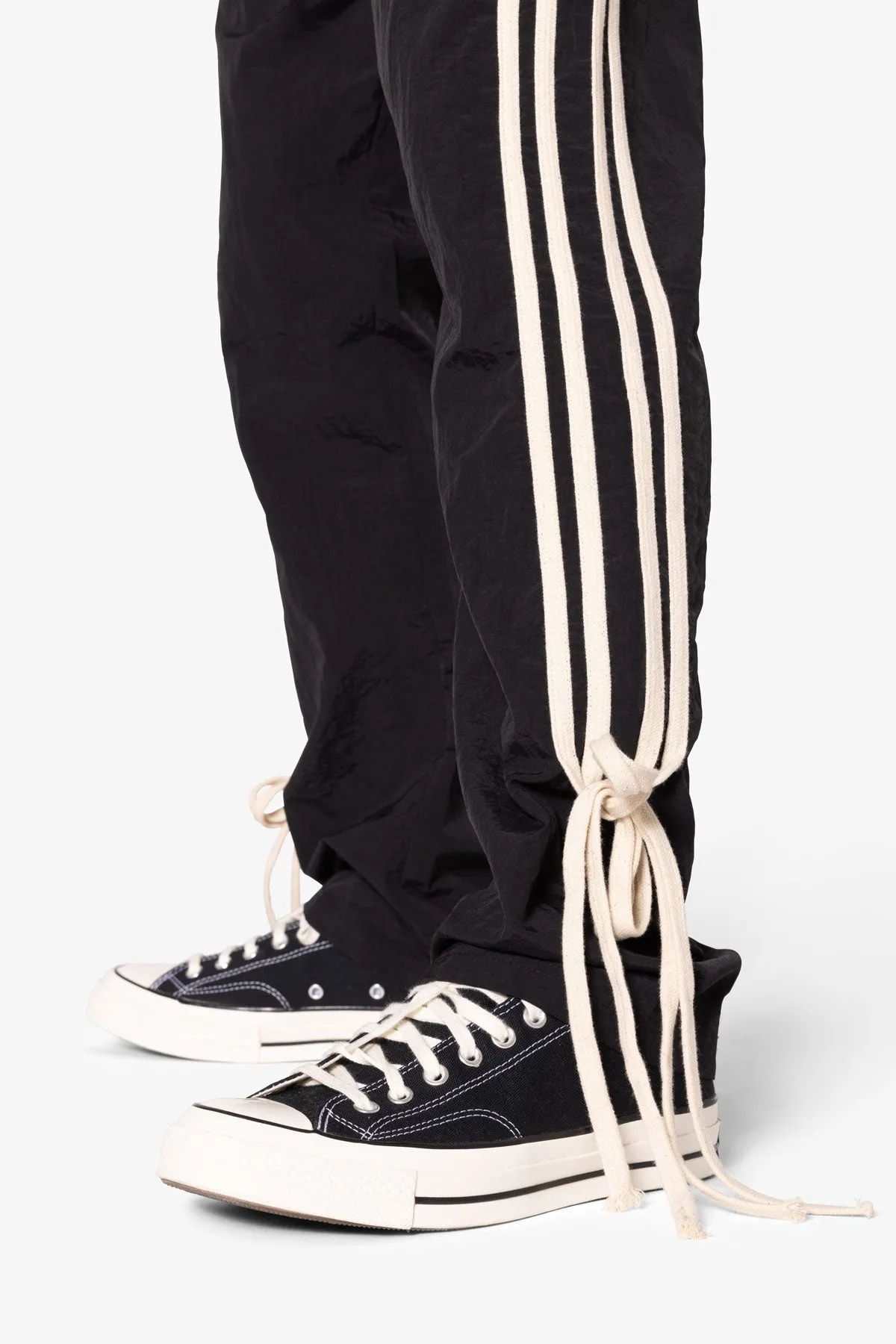 Tied Stripe Track Pants - Black