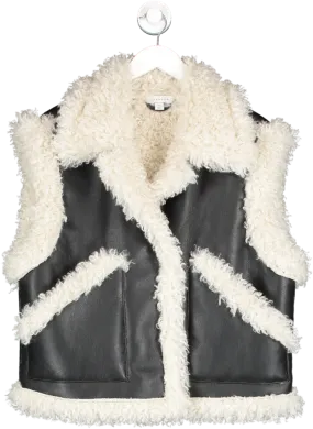 Topshop Black Faux Shearling Gilet With Faux Fur Lining UK 12