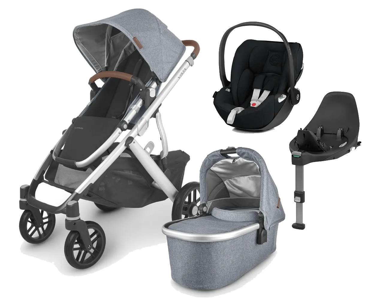 UPPAbaby Vista V2 with Cloud T Car Seat and Base - Gregory/Deep Black