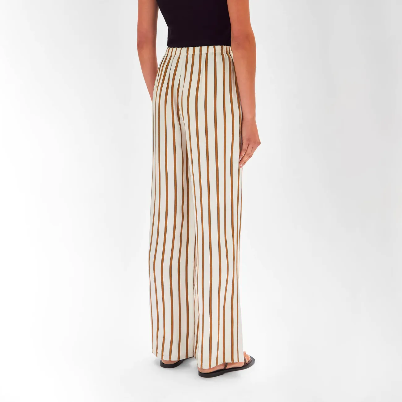 W ITALIAN JACQUARD STRIPE PANT BISCUIT BLACK