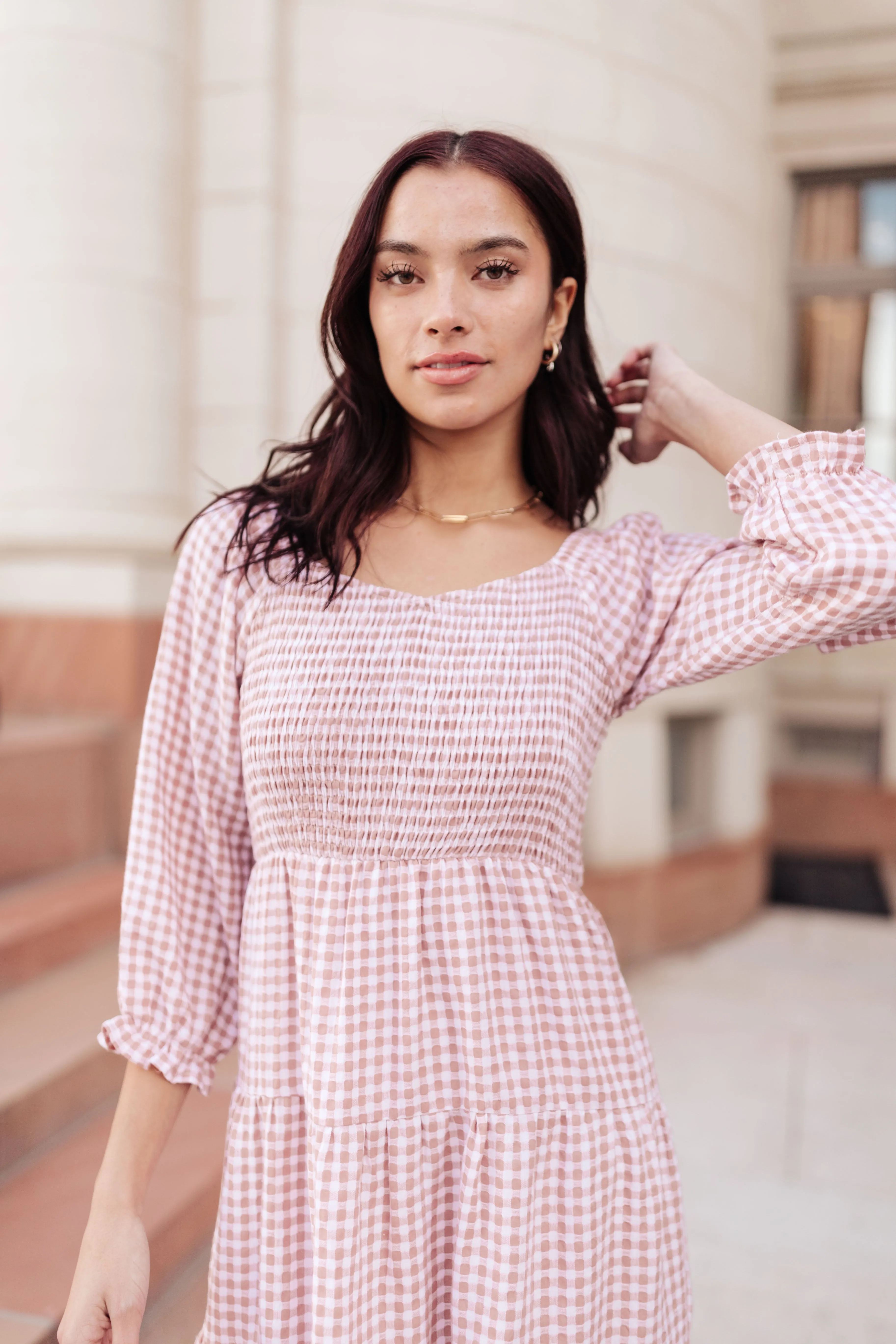 Willow Gingham Tiered Midi Dress