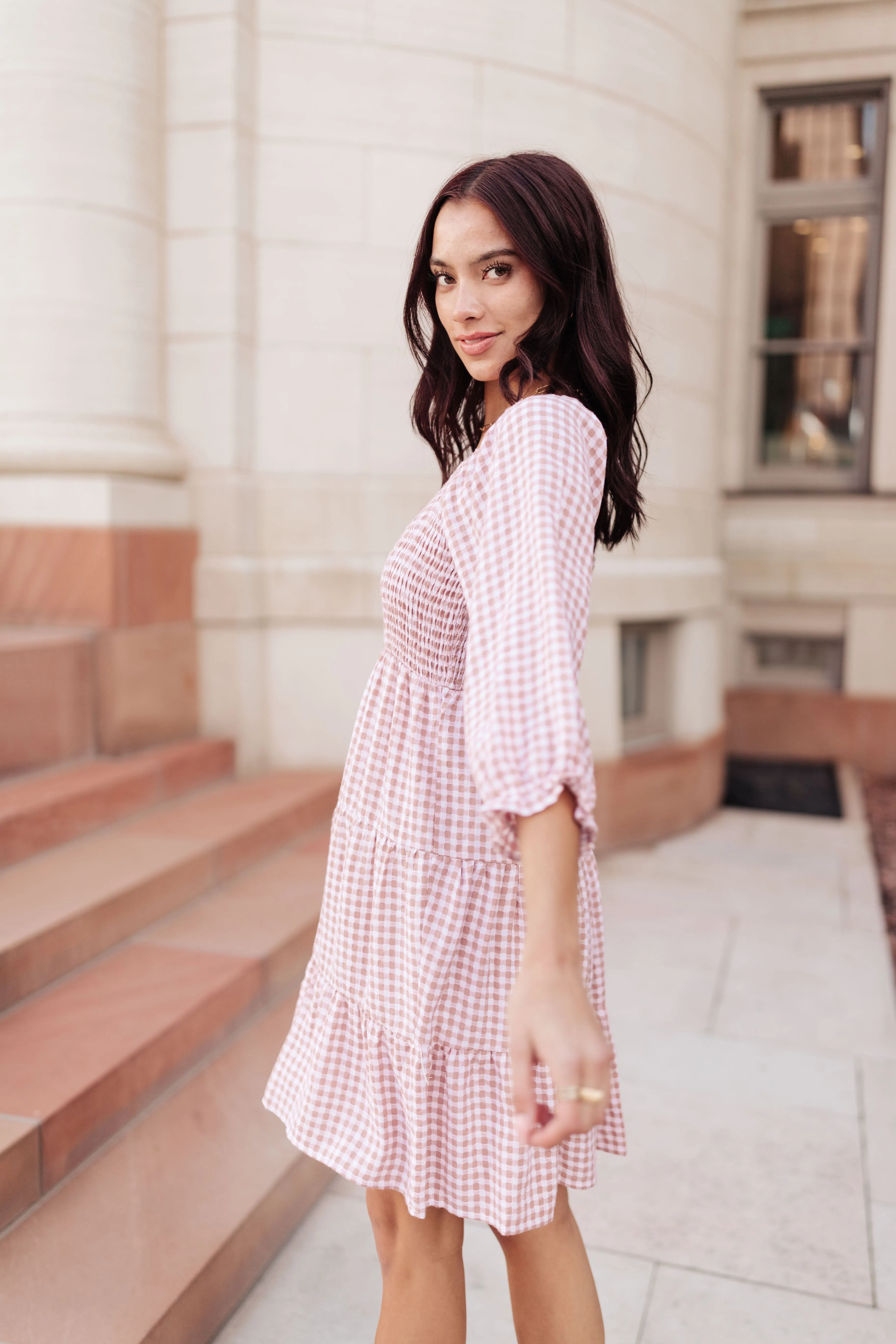 Willow Gingham Tiered Midi Dress